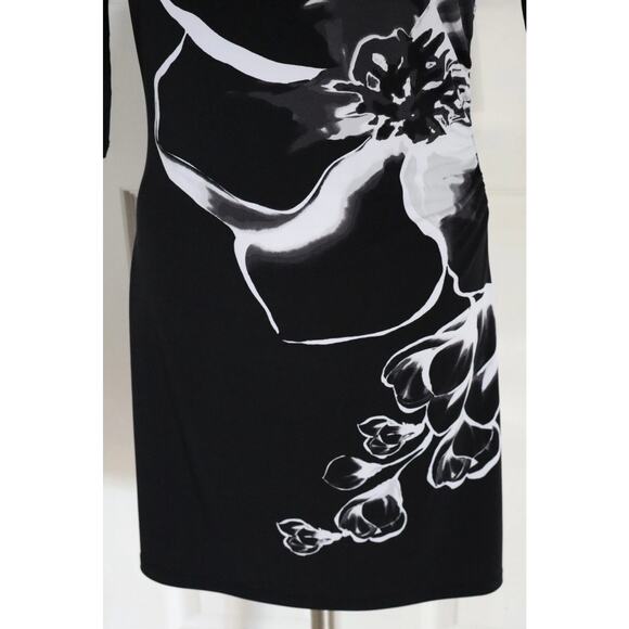 WHBM Black Floral Cowl Neck Dress L - Picture 4 of 9